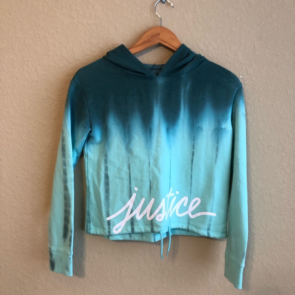 Girls Justice blue ombré crop hoodie